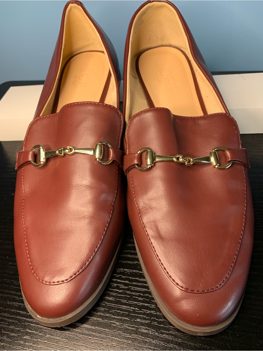LOFT Women's Burgundy Leather Bit Loafers